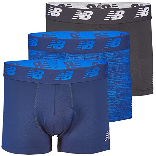 New Balance Men's 3' Premium Performance Trunks (3 Pack), Pigment/Pigment Woodgrain/Black, Large