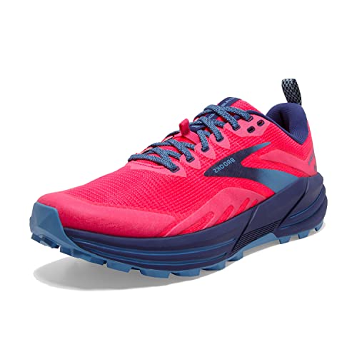 Brooks Women's Cascadia 16 Trail Running Shoe - Pink/Flambe/Cobalt - 11 Medium
