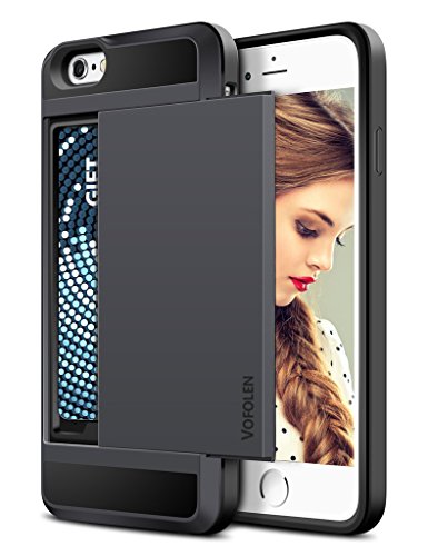 Vofolen Case for iPhone 6 Case iPhone 6S Case Wallet Cover Impact Resistant Protective Shell Shockproof Rubber Bumper Case Anti-scratches Hard Cover Skin ID Slot Card Slot Holder for iPhone 6 6S Black