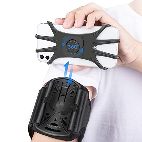 HLOMOM Running Phone Holder Armband for Phone, Detachable & 360°Rotated Sports Armband with Key Pocket for iPhone 15/14/13 Pro/12 Pro/XS/XR/8/7/6s Plus, Samsung Galaxy Suit for 4''-6.5'' Cellphone