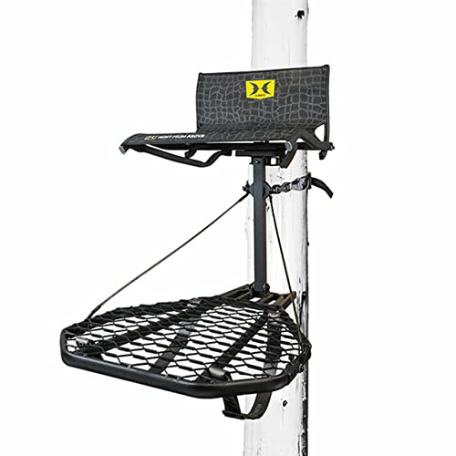 Hawk Cruzr Bone Collector Hang-On 1-Piece Big Game/Shooting/Hunting Steel Tree Stand with 24'x30' XL Rock-Solid Platform Black