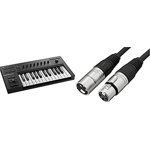 Native Instruments Komplete Kontrol A25 Controller Keyboard & Amazon Basics XLR Male to Female Microphone Cable - 10 Feet, Black