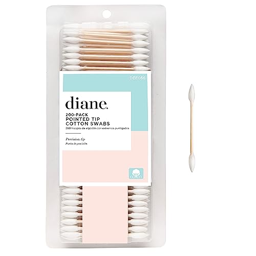 Diane Pointed Tip Cotton Swabs, 200 ct. 1-Pack - Super Soft for Sensitive Skin, Gentle on Face, Makeup and Beauty Applicator, Nail Polish Touch Up and Nail Design for Beauty, Personal Care, Crafts