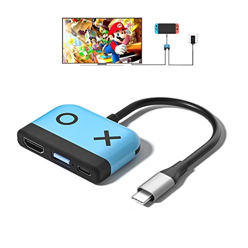 Kstkry Switch Dock for Nintendo Switch,Portable Dock with HDMI TV USB 3.0 Port and USB C Charging,Compatible with Nintendo Switch Steam Deck MacBook Pro/Air Samsung and More
