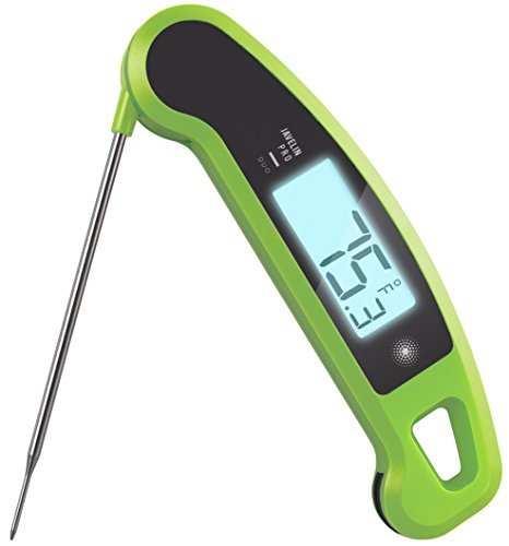 Lavatools PX1D Javelin PRO Duo Ultra Fast Professional Digital Instant Read Meat Thermometer for Grill and Cooking, 4.5' Probe, Auto-Rotating Backlit Display, Splash Resistant – Wasabi