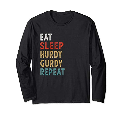 Vintage Eat Sleep Hurdy gurdy Repeat Funny Hurdy gurdy playe Long Sleeve T-Shirt