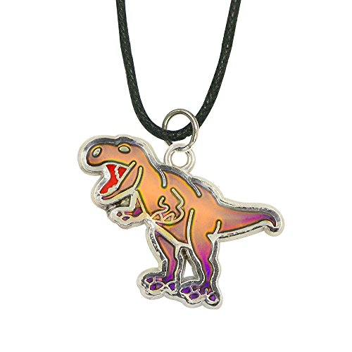FUN JEWELS Handmade T-Rex Dinosaur Pendant Color Change Mood Necklace For Boys Girls Animal Jewelry Gifts