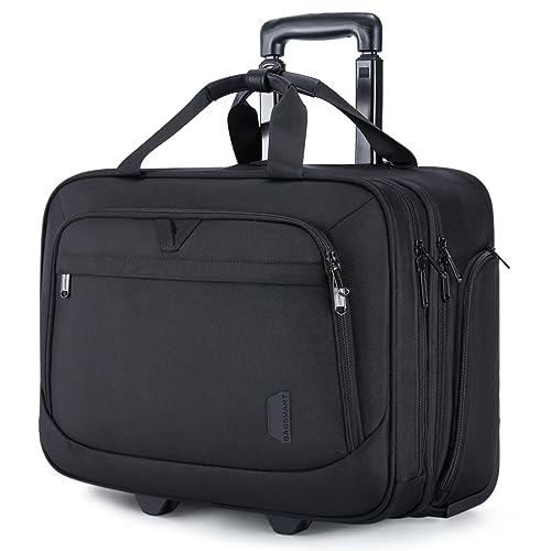 BAGSMART 17.3 Inch Rolling Laptop Bag Women Men,Rolling Briefcase for Women with Wheels,Rolling Computer Bags Laptop Case for Work Travel Business,Black
