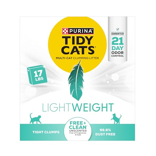 Purina Tidy Cats Low Dust Clumping Cat Litter, LightWeight Free & Clean Unscented, Multi Cat Litter - 17 lb. Box