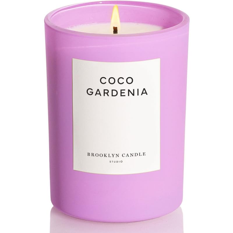 Brooklyn Candle Studio Coco Gardenia Spring Candle | Vegan Soy Wax | Luxury Scented Candle | Hand Poured in The USA | 70 Hour Slow Burn Time | 10 oz