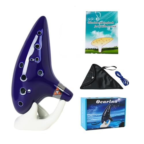 Silunkia Zelda Ocarina 12 Holes Alto C Tone with Song Book (Songs From the Legend of Zelda) Ocarina is a Great Zelda Gift for Festival Gifts- Tiny Ocarina Instrument with Display Stand Protective Bag