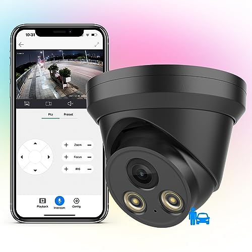 Compatible for Hikvision 8MP Full Color PoE IP Secuity Turret Camera(Black) with F1.0 Large Aperture 98ft ColorNight Vision,Built in Mic,AI Human Vehicle Detection,2.8mm Lens,IP67 Waterproof