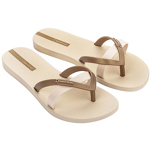 Ipanema Women's Kirei Flip Flops, Beige/Gold, 8