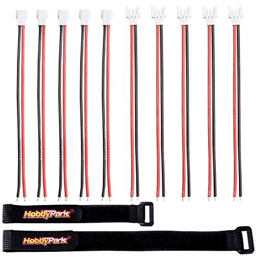 Hobbypark 2.0mm Spade 2 Pins Lead Plugs Connector Cable Male Female for 1S Lipo Battery Charging Drone Syma X5C X5SW SNAPTAIN S5C, 5 Pairs