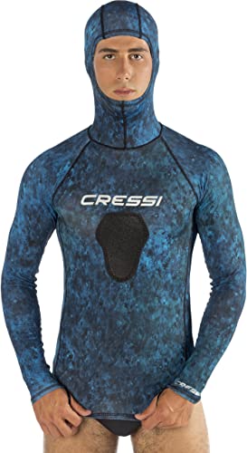 Cressi Hooded Rash Guard, Blue Hunter, X-Large