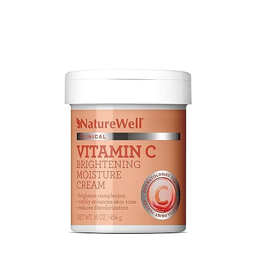 NATURE WELL Vitamin C Brightening Moisture Cream for Face, Body, & Hands, Visibly Enhances Skin Tone, Helps Improve Overall Texture, 16 Oz (Packaging May Vary)