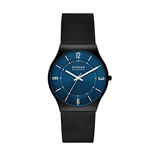 Skagen Grenen Three-Hand Midnight Black Stainless Steel Mesh Band Watch (Model: SKW6831)