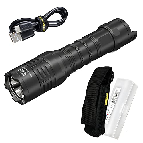 Nitecore P23i Tactical Flashlight, 3000 Lumen USB-C Rechargeable Long Throw Super Bright with Lumentac Organizer
