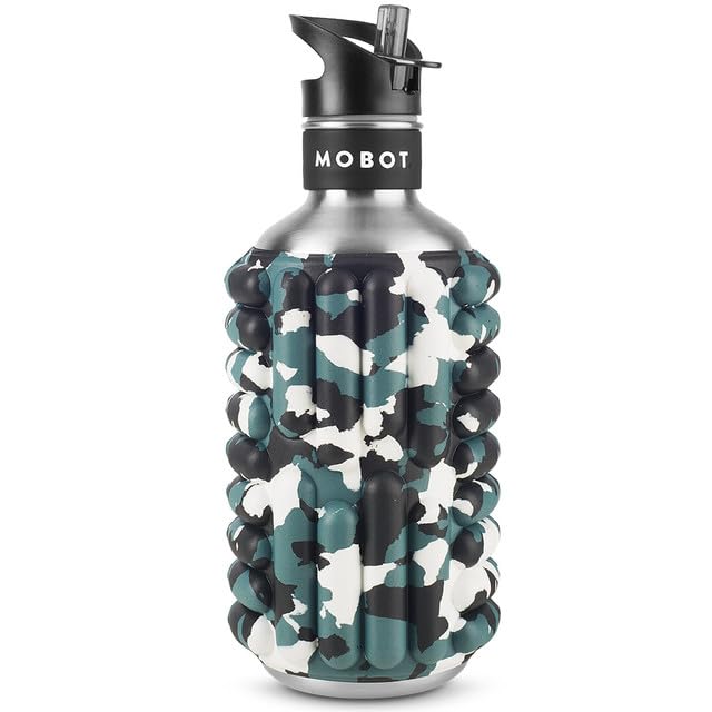 MOBOT Big Bertha 40oz 2-in-1 Foam Roller Water Bottle with Straw, 2-in-1 Stainless Steel Insulated Sports Water Bottle and Foam Roller for Yoga, Workout, and Exercise, Special Ops