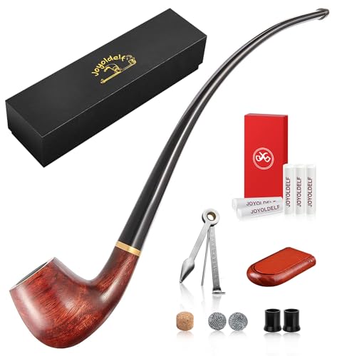 Joyoldelf Tobacco Pipe Smoking Pipe Rosewood Exquisite Handcrafted Churchwarden Tobacco Pipe - Complete Starter Set