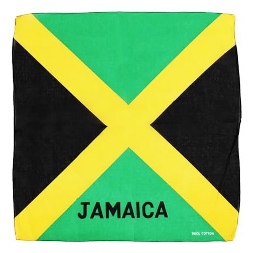Motique Accessories Large Cotton Bandanas - Jamaica Flag- Green Yellow Black (Jamaican Flag Bandana)