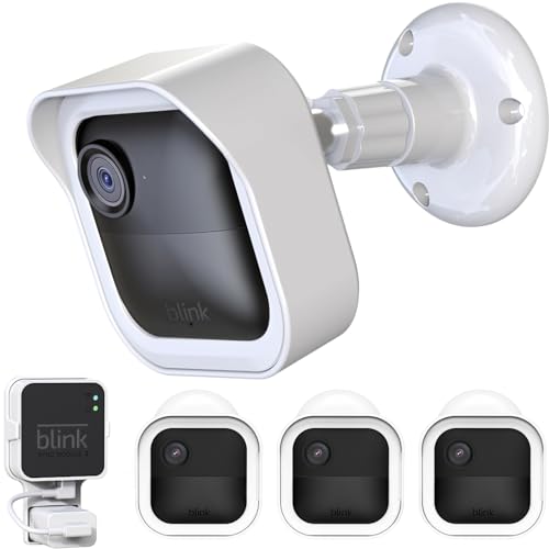 All-New Blink Outdoor Camera Housing and Mounting Bracket (4th Gen & 3rd Gen), 3 Pack Protective Cover and 360° Adjustable Mount with Sync Module 2 Outlet Mount (White)