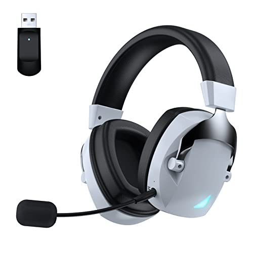 NOJAMONIA Wireless Gaming Headset, Bluetooth 5.2 Wireless Gaming Headphones with Detachable & Flexible Noise Canceling Microphone, 2.4GHz Gaming Headset with 3D Stereo Sound for PC, PS4, PS5, Mac