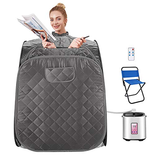 OPPSDECOR Portable Steam Sauna Spa, Personal Indoor Sauna Tent Remote Control&Chair&Timer Included, One Person Sauna for Therapeutic Relaxation Detox at Home