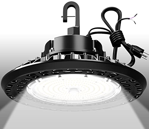 G GJIA LED High Bay Lights Super Bright 150W 22500LM High Bay LED Lights Dimmable AC100-277V 5000K DLC/ETL Listed Lights 6ft with US Plug Warehouse Workshop