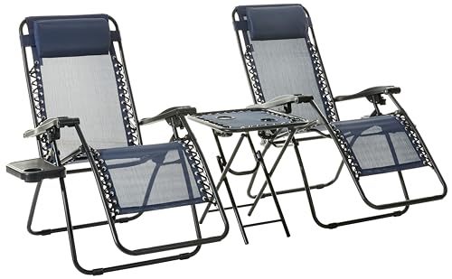 Zero Graity Chair Pack of 2 with side table- Blue