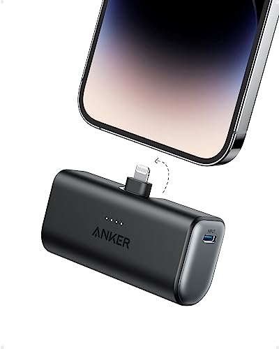 Anker Nano Power Bank with Built-in Lightning Connector, Portable Charger 5,000mAh MFi Certified 12W, Compatible with iPhone 14/14 Pro / 14 Plus / 14 Pro Max, iPhone 13 and 12 Series (Black)