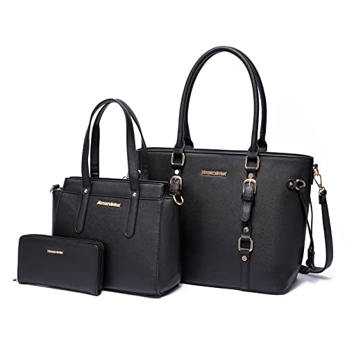 Montana West Purses and Handbags for Women Tote Purse and Wallet Set Shoulder Satchel Bag for Women 3pcs MWC3-C032WBK