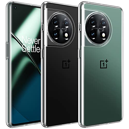 bokoo [3 Pack] Crystal Clear OnePlus 11 Case.Soft Slim Fit Transparent Plastic TPU Protective Silicone Cover Phone Cases for OnePlus 11 5G [Slim Thin & Comfort Grip] [Shockproof]