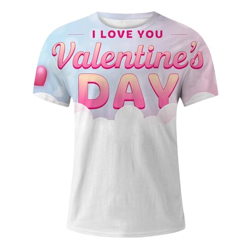 FAMOORE Soft Long Sleeve Shirt Men Short Sleeve T Shirt Fashion Tops Slim Fit Neck Casual Tee Shirts Tops Mens (Valentine's Day Light Blue, XL)