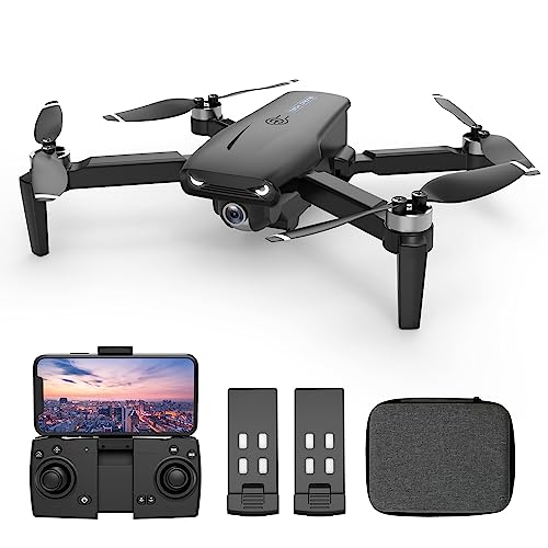 LMRC-12 Drone with Camera for Adults Beginner, Foldable 2.4GHz FPV Drone for Kids 8-12, Less than 249g, RC Quadcopter Toys Gifts with Brushless Motor, Altitude Hold, 2 Batteries, Black