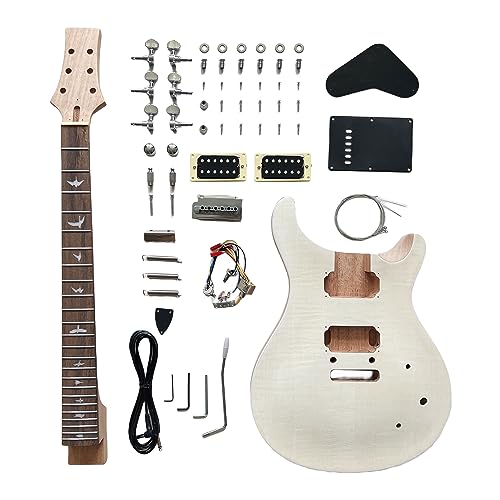 PRS Style DIY Electric Guitar Kits,6 String Right-Handed with Mahogany Body Mahogany Neck Rosewood Fingerboard Chrome Hardware,Build Your Own Guitar.