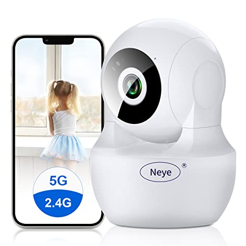 WiFi Security Home Camera，Baby Monitor Wireless IP Camera with Night Vision Two Way Audio Cloud Storage， Supports 5G WiFi，up to 128GB（White）