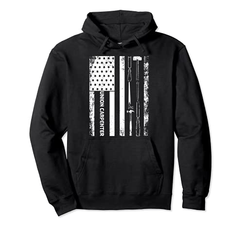 Vintage USA American Flag Union Carpenter Pullover Hoodie