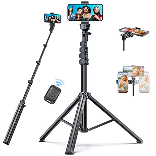 ANGFLY 67' Tripod & Selfie Stick, Extendable Cell Phone Tripod Stand with Remote and Phone Holder, Compatible with iPhone 14 Pro Max 13 12/Android