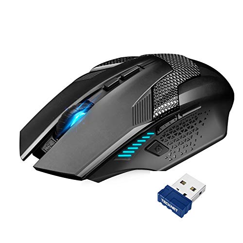 TECKNET Wireless Mouse, USB Cordless Computer Mouse with 8 Buttons [Fire Button], 4800 DPI Ergonomic PC Laptop Gaming Mouse, 5 Adjustable DPI for Win11, Win10, Win8, Win7, Windows XP, Vista, MAC