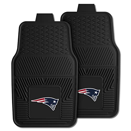 FANMATS 8754 New England Patriots 2-Piece Heavy Duty Vinyl Car Mat Set, Front Row Floor Mats, All Weather Protection, Universal Fit, Deep Resevoir Design