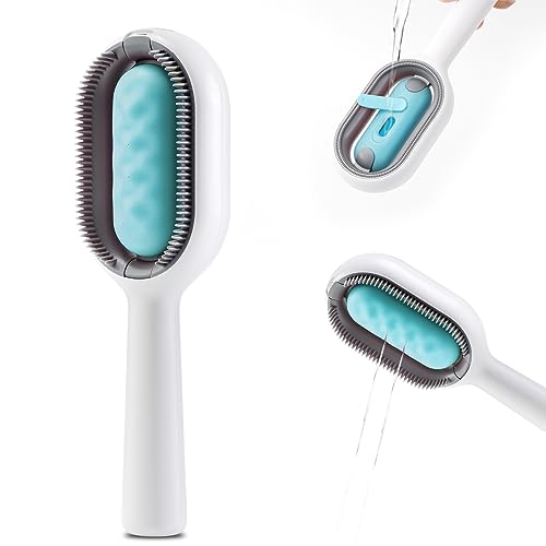 Cat Hair Brush with Water, Sticky Brush 2.0 for Cats, 4 in 1 Cat Grooming Brush, Pet Hair Removal Comb with Water Tank, Wet Cat Comb, 2 in 1 Cleaning Brush Cat (Towels Not Included)