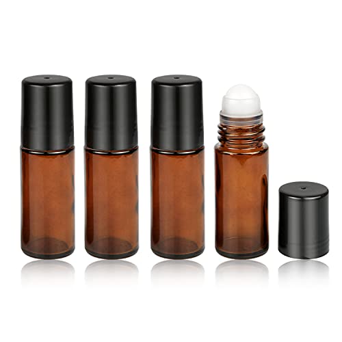 1 Oz/30ml Glass Roll On Bottles Empty Deodorant Bottles Leak-Proof DIY Deodorant Container Amber Glass Roller Bottles For Essential Oils Perfume Cosmetics Sunscreen Moisturizer