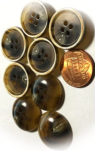 New Set of 8 Vintage Rimmed Faux Tortoise Shell Plastic Sewing Supplies Buttons 20mm 13/16' DIY Crafting and Sewing Accessories WI-2301MER