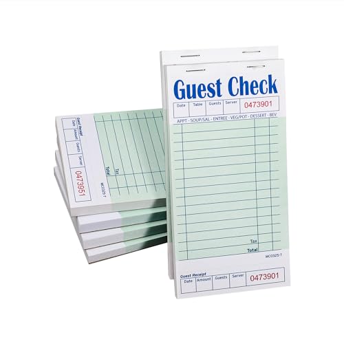 Batrical Guest Checks Server Note Pads 300 Sheets Waitress Notepad for Restaurants (6 Books) 3.5' x 6.75' Per Ticket Book
