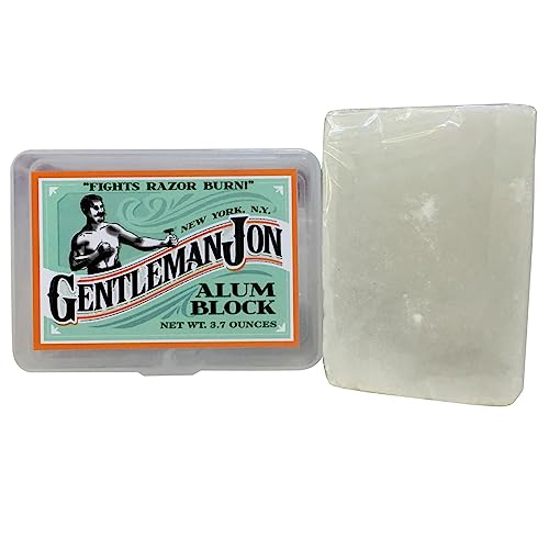 Gentleman Jon 3.7 Ounce Alum Block in Plastic Case | Upgrade Your Shave - Soothing Aftershave Solution for Shaving Razor Burn Relief - Travel Friendly Durable Plastic Case Included