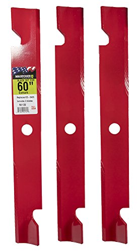 MaxPower 561139B Heavy Duty 3 Blade Set for 60' Cut Exmark, Replaces OEM no. 103-6403, 103-6403-S, Red
