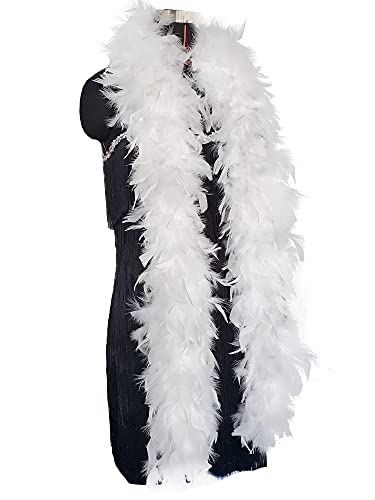 Happy Feather 2 Yards 80g Turkey Chandelle Feather Boa for DIY Craft,Party Dancing Dress Up, Halloween Decoration-White