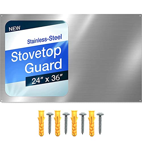 24' x 36' Reversible Metal Backsplash Matching screws | Compatible with Broan-NuTone SP3004 - Ultra Flat and Flushed Metal Panel Splatter Guard for Stovetop Easy Installation