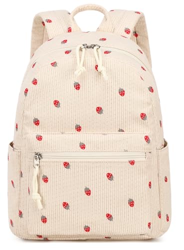 Bluboon Girls Mini Backpack Womens Small Backpack Purse Teens Cute Casual School Bookbag(Corduroy Strawberry)
